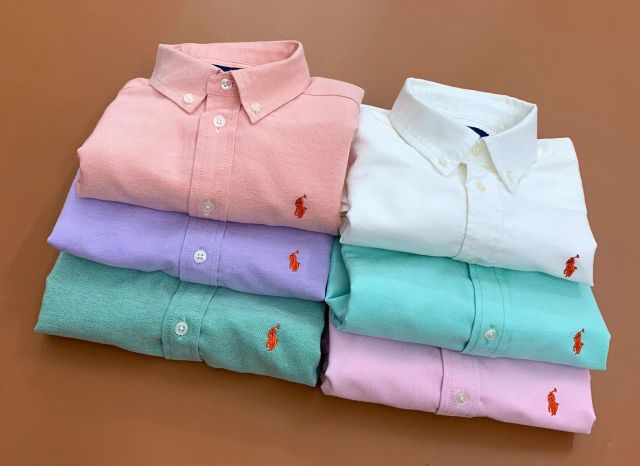 ⭐Áo sơ mi TAY NGẮN Thô Linen Oxford MÀU TRƠN bé trai. Polo RalpLauren.