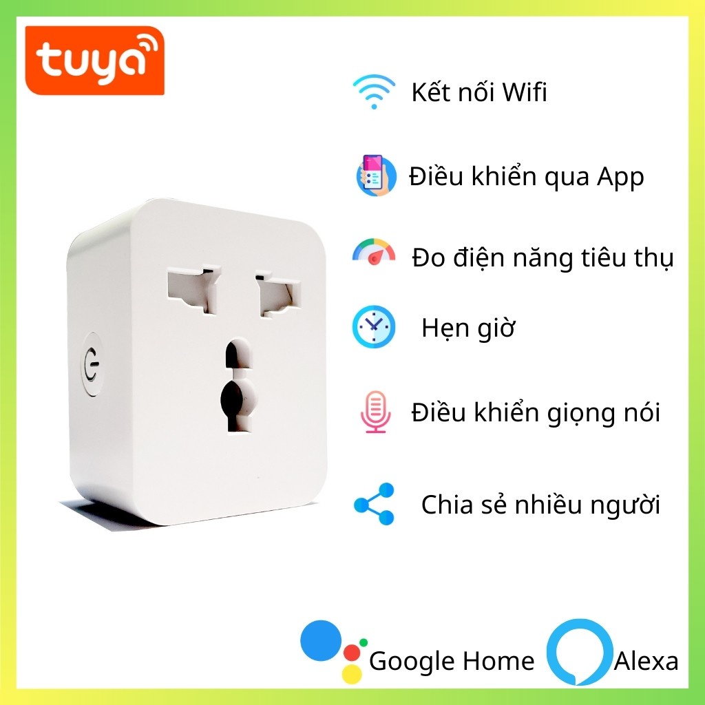 Ổ Cắm Hẹn Giờ Thông Minh Đa Năng Kết Nối Wifi 15A Có Đo Công Suất Điện Tiêu Thụ, Điều Khiển Từ Xa Qua App Tuya Smartlife