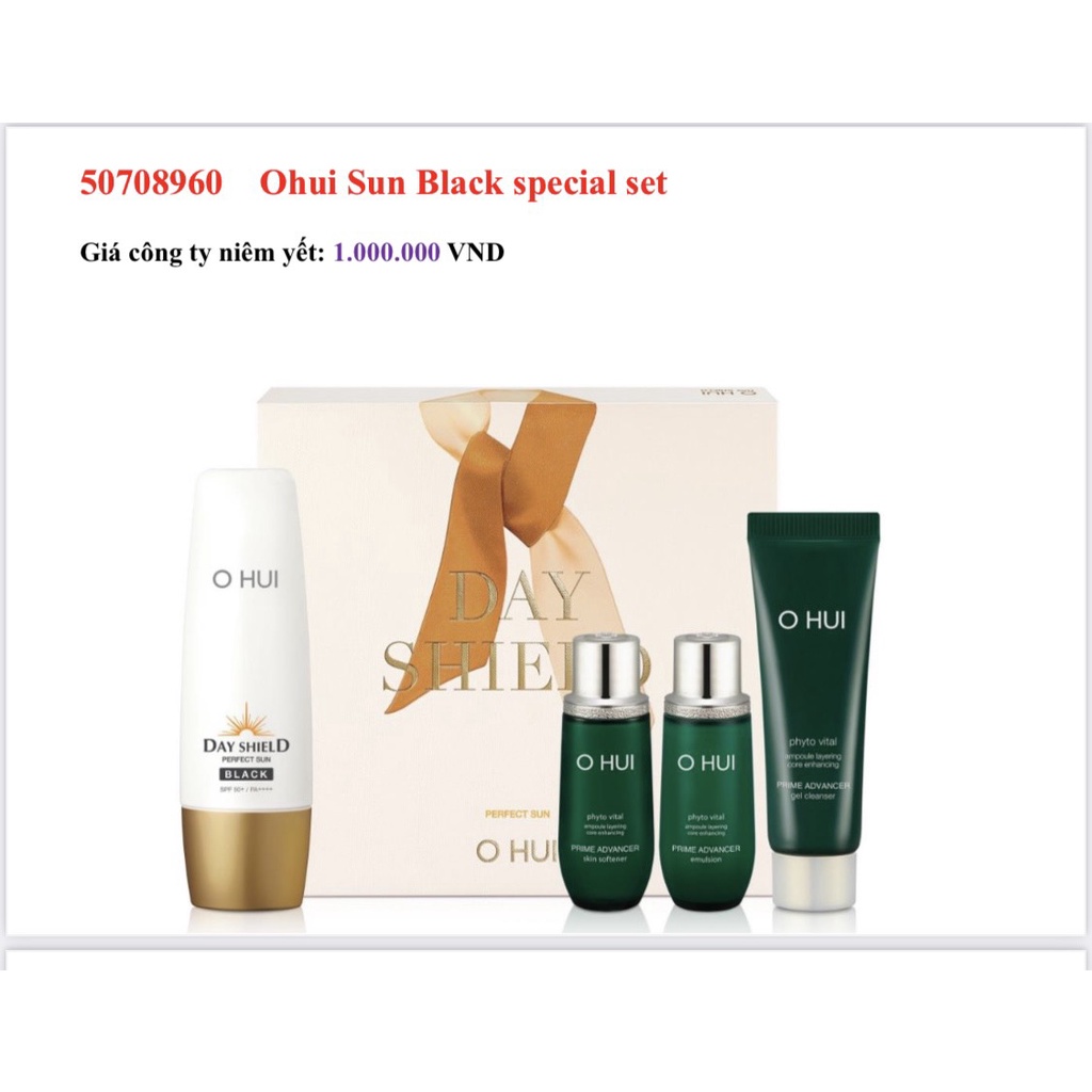 [Bán Siêu Chạy] Set Kem Chống Nắng OHUI Day Shield Sun Black SPF 50+++, Lớp nền mỏng mịn, không nhờ da | BigBuy360 - bigbuy360.vn