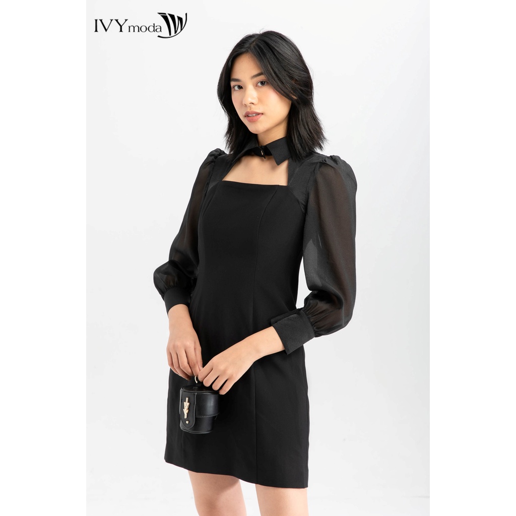 Đầm ôm phối voan IVY moda MS 48B8497