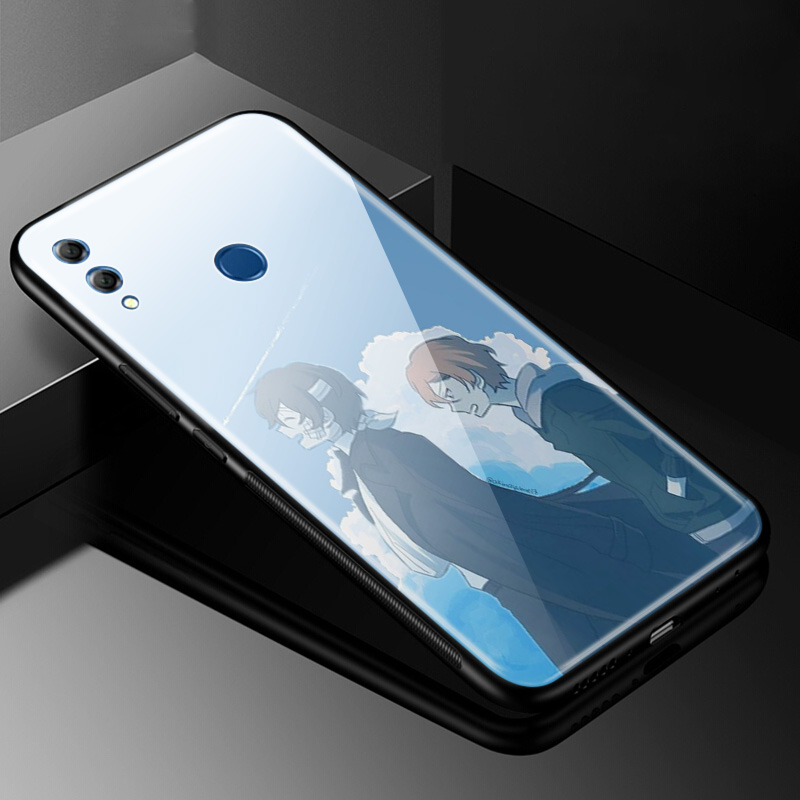 Ốp Điện Thoại Cạnh Mềm Mặt Kính Cường Lực Hình Bungou Stray Dogs R58 Cho Huawei Honor Y6 Y9 Mate 20 8x 9 10 Lite Pro 2018