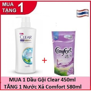 [TẶNG Nước Xả Comfor 580ml] Chai Dầu Gội Clear Bạc Hà Thái Lan