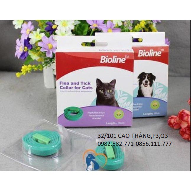 VÒNG CỔ CHỐNG TRỊ RẬN, VE, BỌ CHÉT CHO CHÓ - MÈO BIOLINE