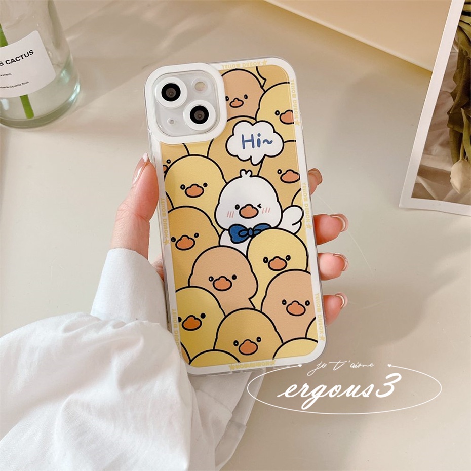 Ốp Điện Thoại Mềm Họa Tiết Vịt Vàng Bảo Vệ Ống Kính Máy Ảnh Cho iPhone 14 13 12 11 Pro Max SE2020 X XR Xs Max 7 8 6 6s Plus