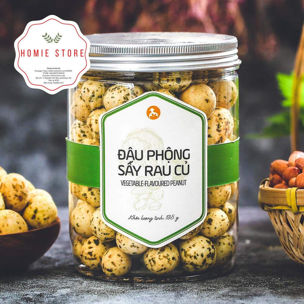 Đậu phộng sấy rau củ, 135g, hũ nắp nhôm