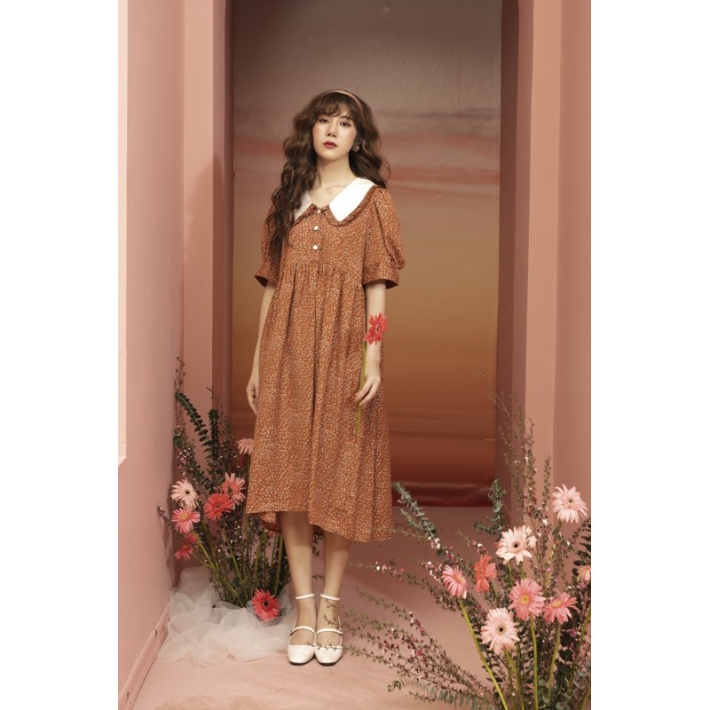 [Mã FATHANG5 giảm 10K đơn 50K] Đầm babydoll vintage - hoa nhí cam | BigBuy360 - bigbuy360.vn