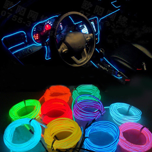 MWWB 1m Flexible EL Wire Neon Rope Tube Light 12V Auto Car Interior Home Decor Lamp