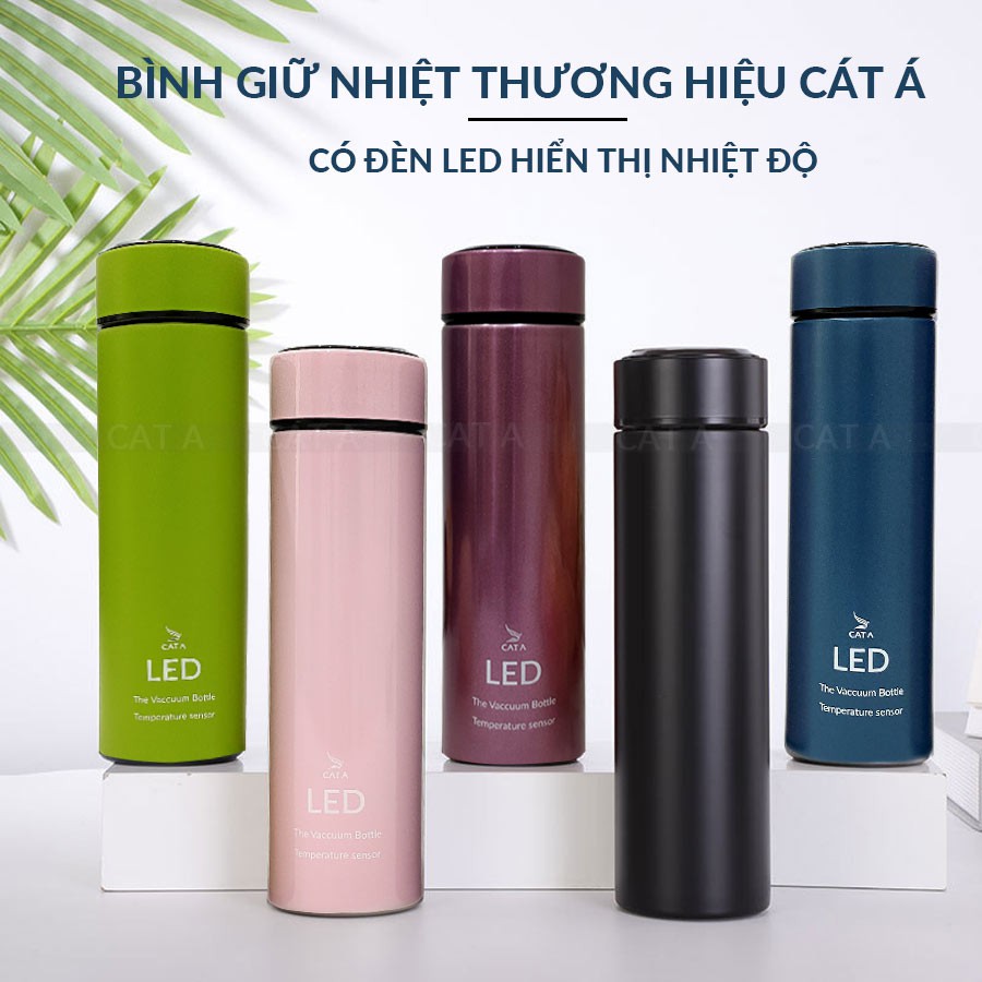 Bình giữ nhiệt Inox 2 lớp Cao Cấp thông minh có Đèn LED hiển thị nhiệt độ - Nhỏ gọn, sang trọng [ Dung tích 500 ML ] | BigBuy360 - bigbuy360.vn