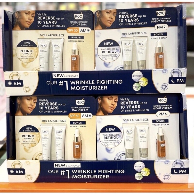 Sét kem dưỡng ban ngày Roc retinol + serum vitaminC