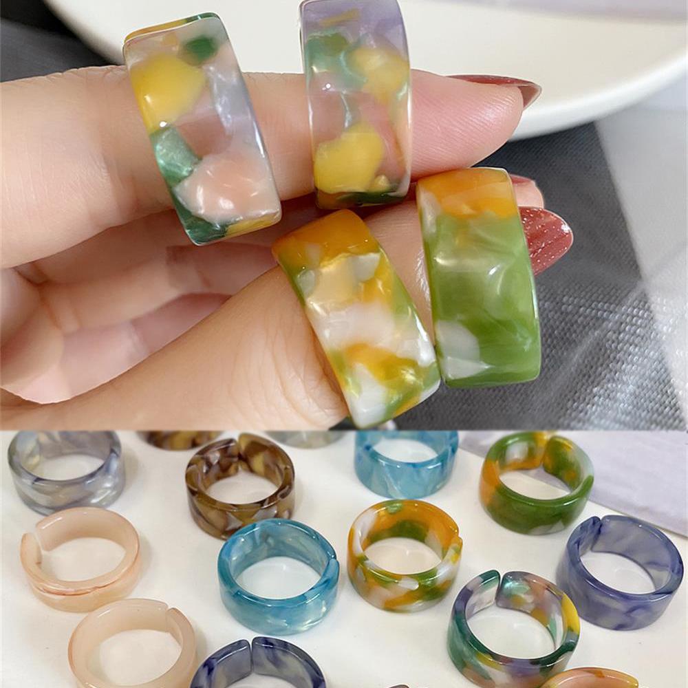 Nhẫn Acrylic Dày Dặn Nhiều Màu Phong Cách Hàn Quốc Cho Nữ