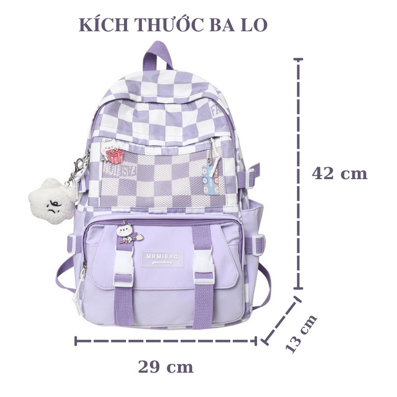 Balo nữ đi học đẹp thời trang giá rẻ dễ thương, cặp đi học nữ kẻ nhiều ngăn đựng laptop chống nước cao cấp Xu Xu Kids