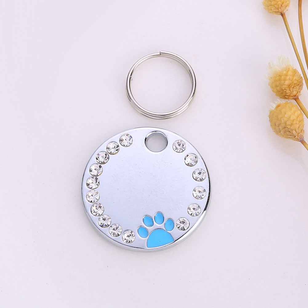 Mặt dây chuyền khắc tên cho thú cưng đính kim cương giả xinh xắn kích thước 25mm