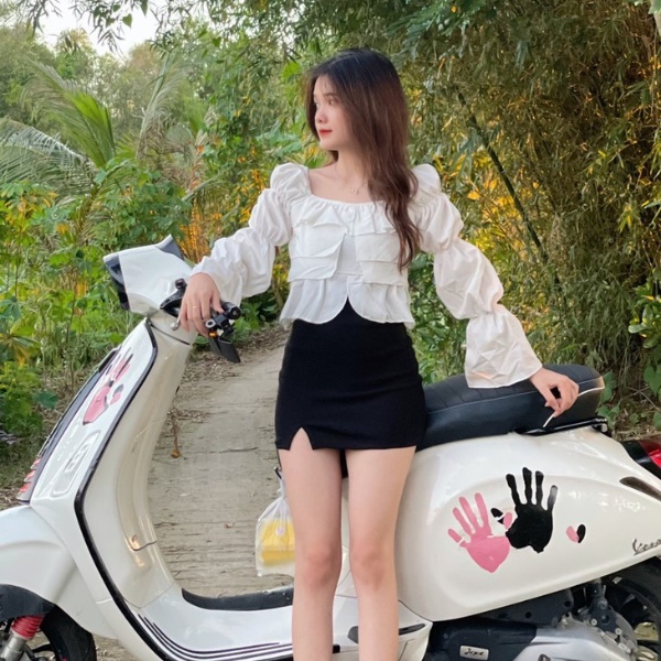 Áo kiểu nữ tầng , áo babydoll tay dài  , chân váy body cao cấp ( HÌNH CHÍNH CHỦ ) PLA45