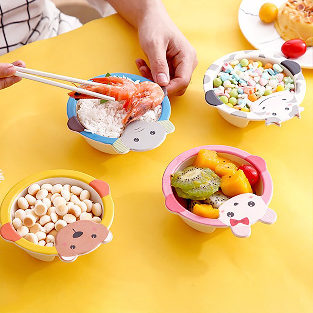 Chén ăn dặm sợi tre, bát ăn dặm hình thú, dễ thương