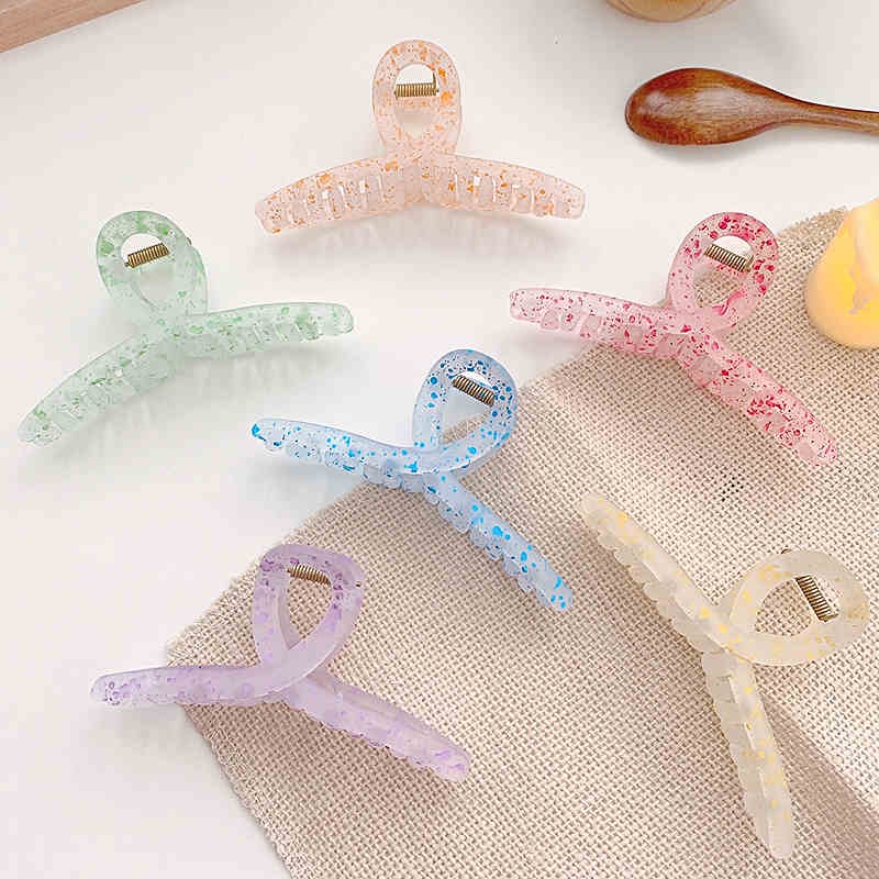 Kẹp tóc acrylic nhiều màu sắc thiết kế đơn giản phong cách Hàn Quốc