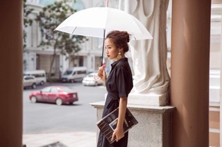 Đầm sơmi đắp chéo thắt nơ eo