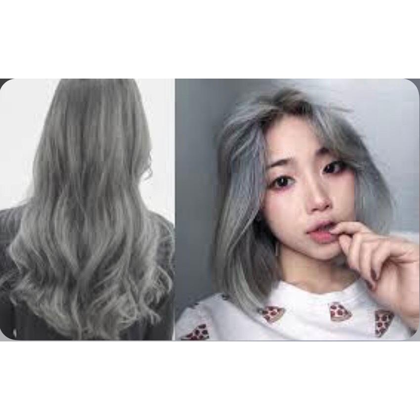 COMBO Nhuộm Xám Khói Tặng Kèm Oxi Trợ Nhuộm Và Găng Tay tẩy nevel 9-10 nâng nền mạnh