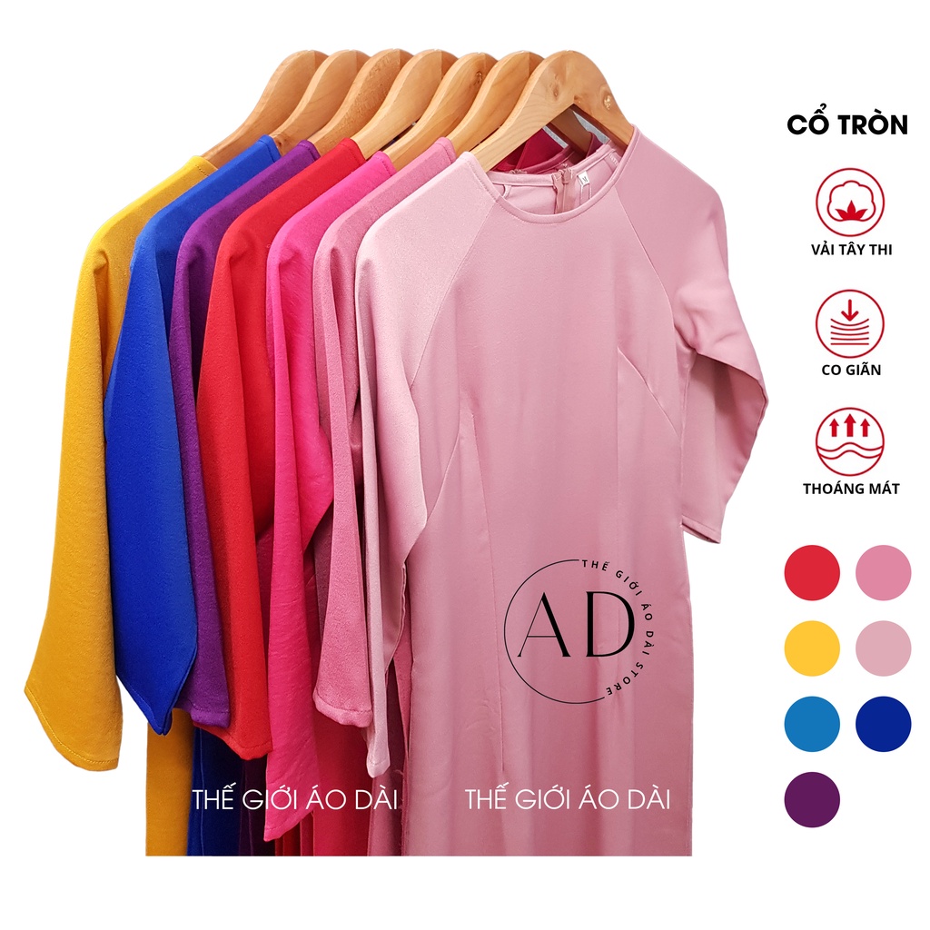 Áo dài truyền thống nữ cổ tròn may sẵn vải tây thi đủ màu nhiều size cân nặng từ 40 – 70kg mặc lễ tết đám cưới hỏi đẹp