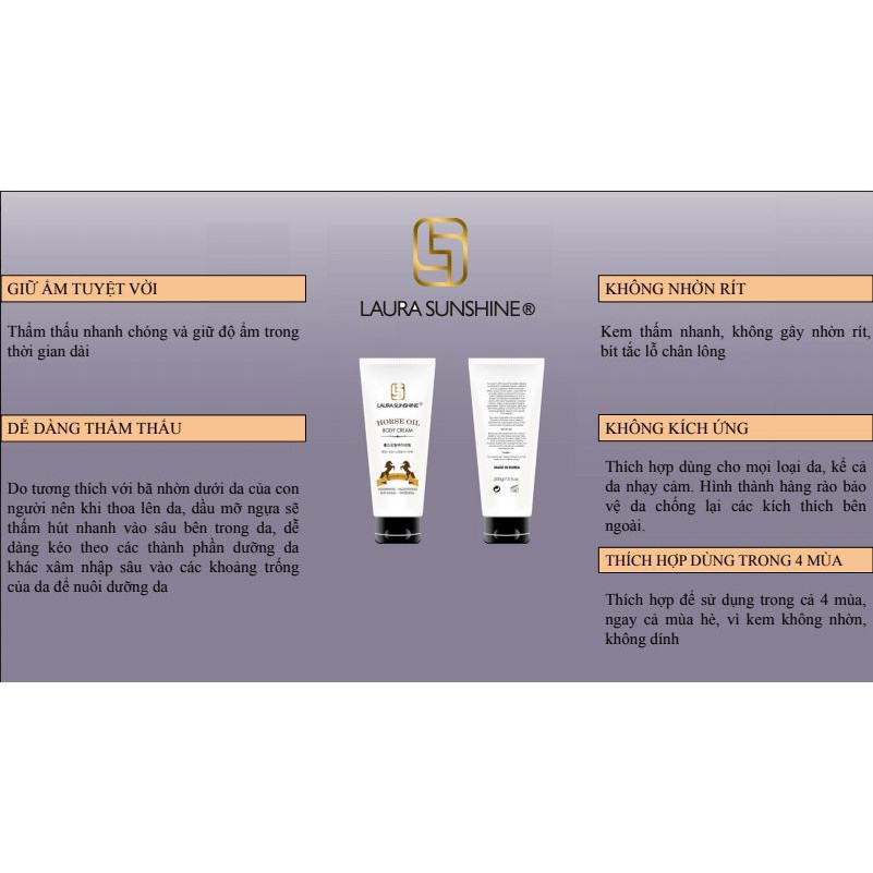 Kem Dưỡng Thể Ban Đêm Dầu Ngựa 200g Horse Oil Body Cream Laura Sunshine Nhật Kim Anh | BigBuy360 - bigbuy360.vn