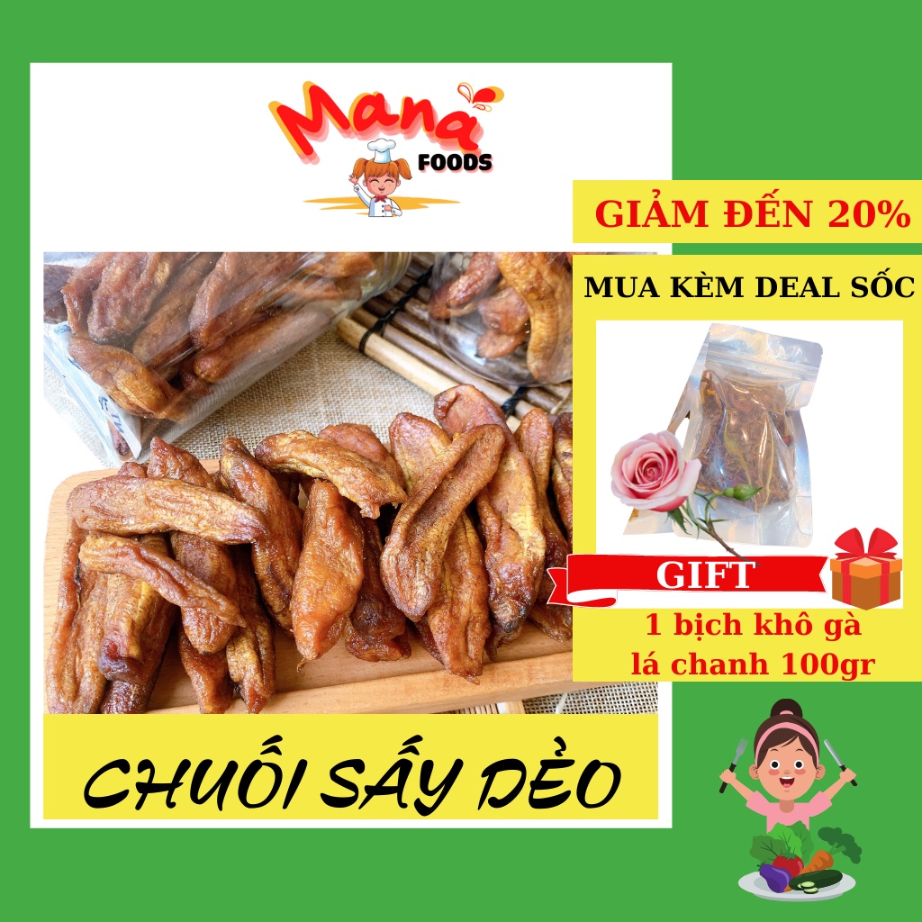 450g Chuối Sấy Dẻo, Trái Cây Sấy Dẻo Ăn Vặt Đặc Sản Đà Nẵng MANA FOODS