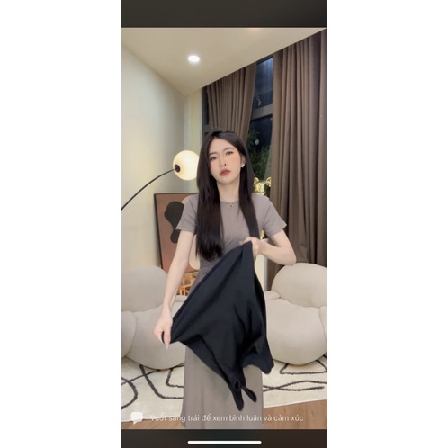 Đầm thun gân đen loại 1 xịn mịn F7 Loan Lâm