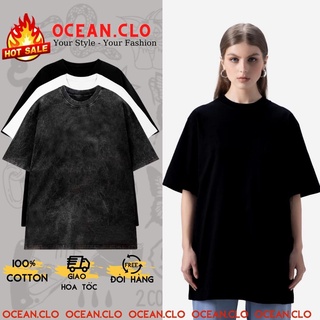 Áo Thun Trơn Basic Unisex 3 Màu- Áo Phông Tay Lỡ Nam Nữ 100% Cotton ( có form rộng XL ) - OCEAN.CLO