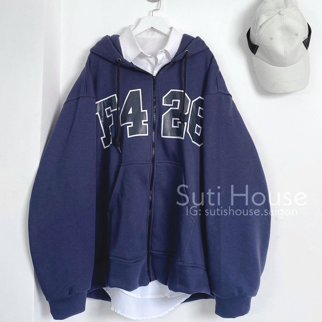 Áo Khoác F426 Unisex Nam Nữ Màu Xanh Than Form Rộng Vải Mềm Mịn Phong Cách Ulzzang - Suti House