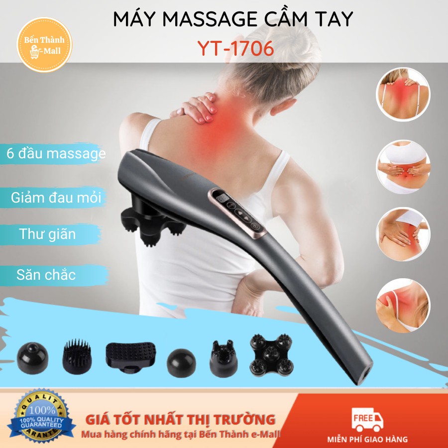 ✈️ [Freeship] MÁY MASSAGE CẦM TAY KHÔNG DÂY YT-1706 [6 đầu massage chuyên dụng]