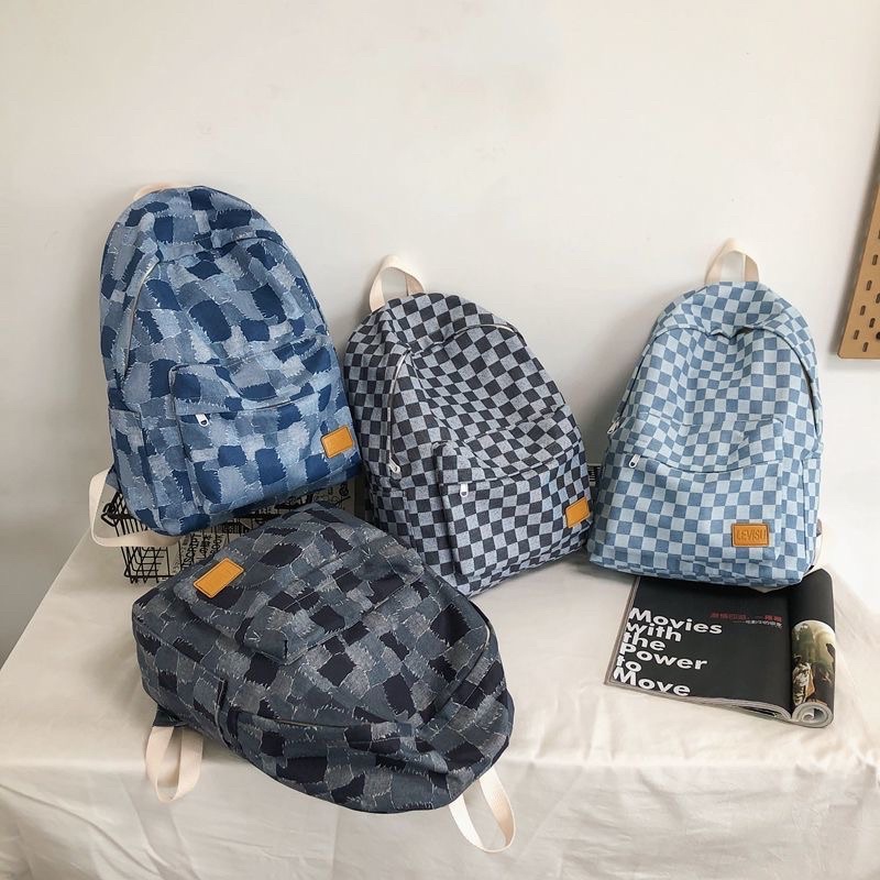 Balo thời trang nam nữ hoạ tiết kết hợp caro mới phù hợp đi chơi đi học
