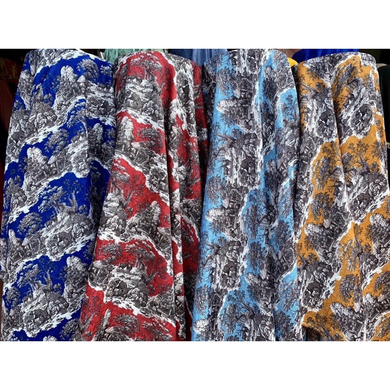 vải gấm nai phong cảnh may áo dài (100k/ mét) giá tốt