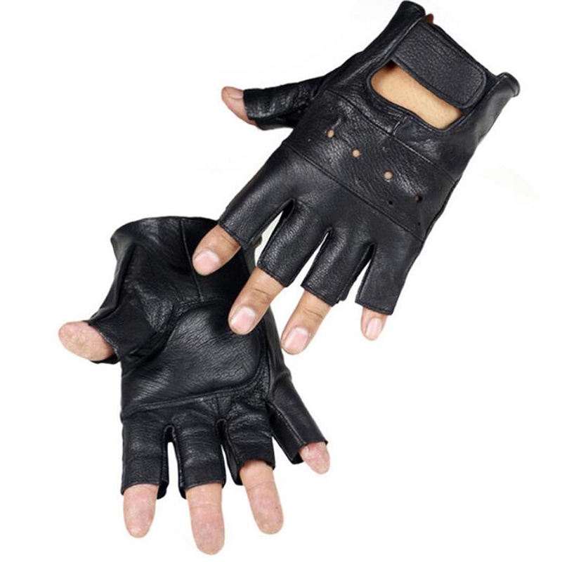 Găng Tay Da Hở Ngón Chống Trượt Cho Nam