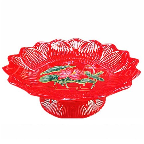 Dĩa trái cây hoa sen đỏ (18cm, 20cm)