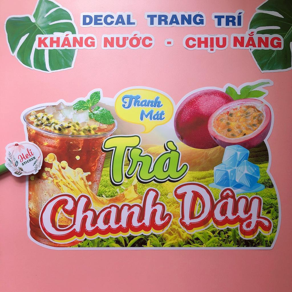 Decal Trang Trí TRÀ CHANH DÂY Loại 1 ✨ Hình Dán Decor Quán Trà Sữa, Cà Phê - Sticker Kháng Nước, Chịu Nắng, Cắt Sẵn.