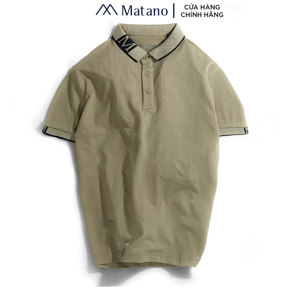 Áo polo nam có cổ MATANO 071 - Áo thun polo nam in hình gấu PO071 cổ trụ, vải cá sấu cotton cao cấp