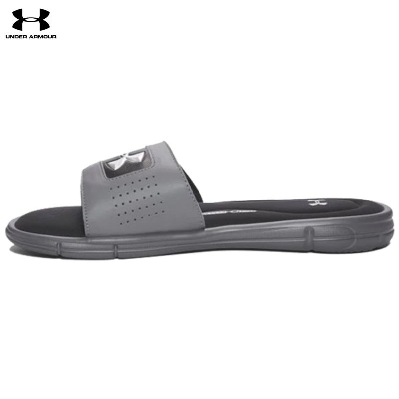 Đề nghị đặc biệt Ｕnder Armour UA Ignite V Slide Dép Dép màu xám Bộ nhớ 4D Đệm thể thao Dép đôi Dép nam và nữ Dép * Trong kho *