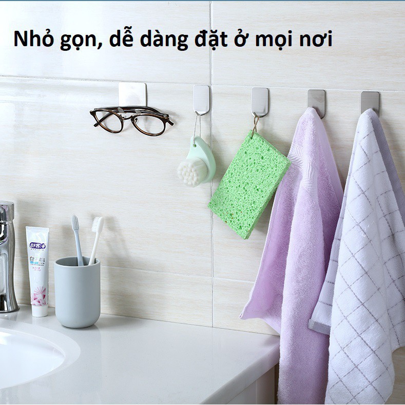 Móc dán tường inox treo đồ nhà tắm nhà bếp thông minh chịu lực tốt- HOOK