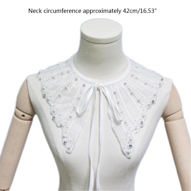 Khăn Choàng Cổ Đính Hạt Ngọc Trai Giả Thêu Họa Tiết Kẻ Sọc Sang Trọng Cho Nữ