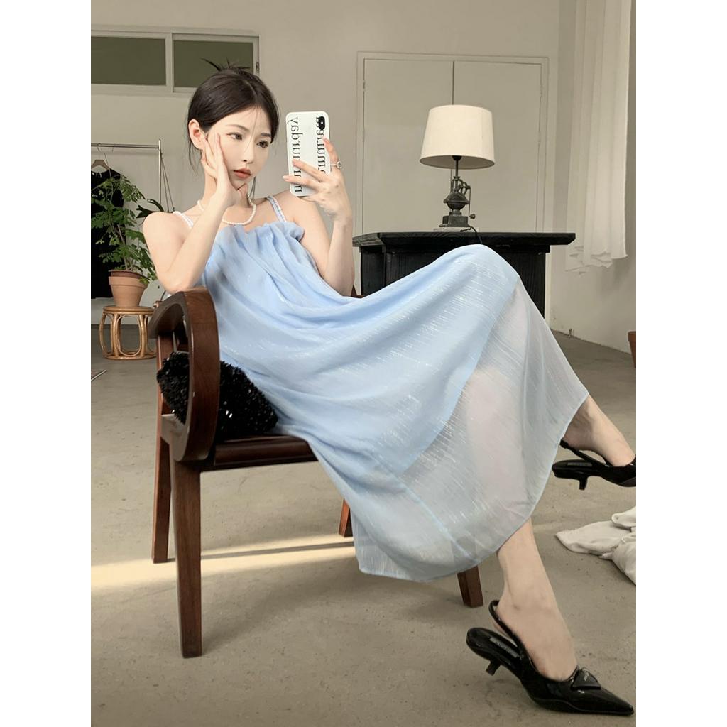 Đầm Hai Dây Phối Ngọc Trai Xinh Xắn 51279