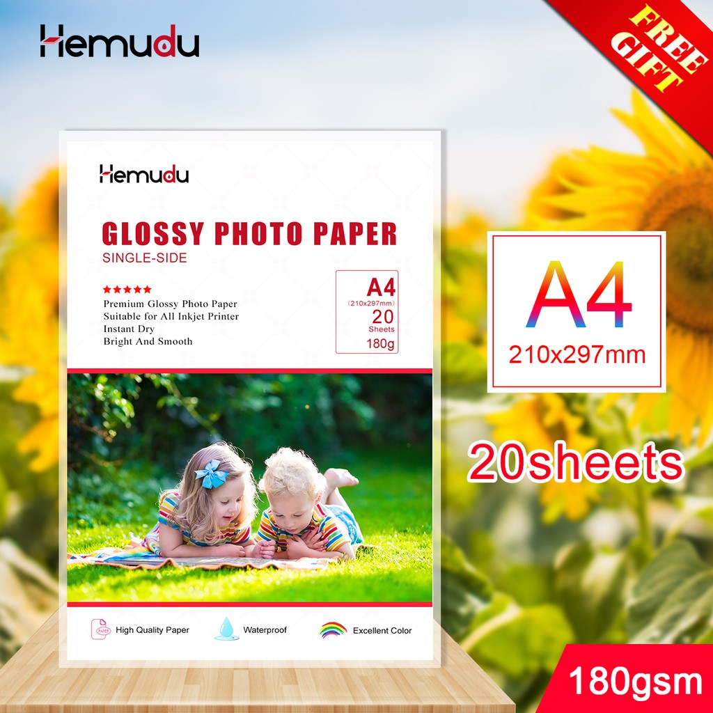 GIẤY IN ẢNH 20 Sheets A4 Glossy Photo Paper 180gsm High Quality Inkjet Paper