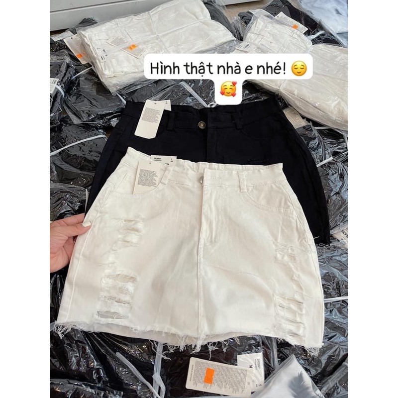 Chân Váy Kaki Jeans Rách Cực Đẹp Hai Màu | BigBuy360 - bigbuy360.vn