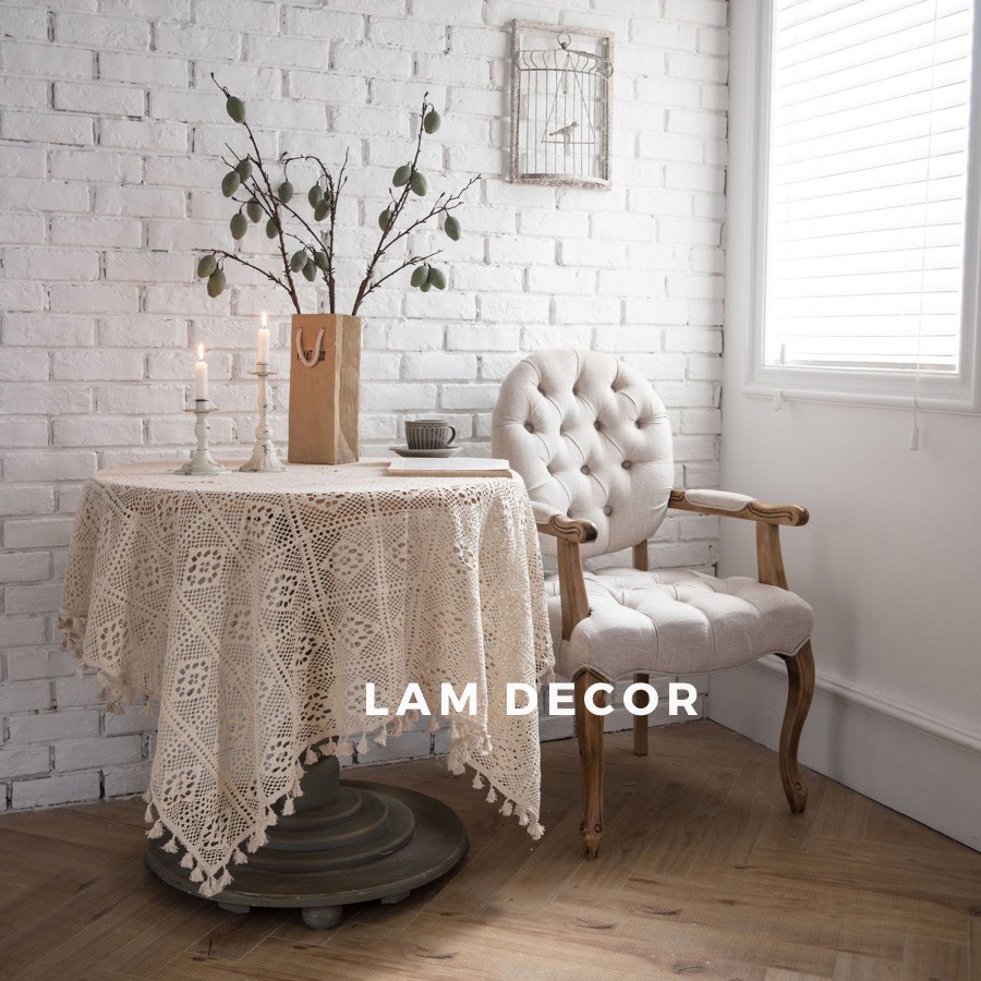 (Tổng hợp)  BST Khăn trải bàn phong cách Châu âu, table runner để trang trí nhà cửa chất liệu vải cotton pha LAMĐECOR