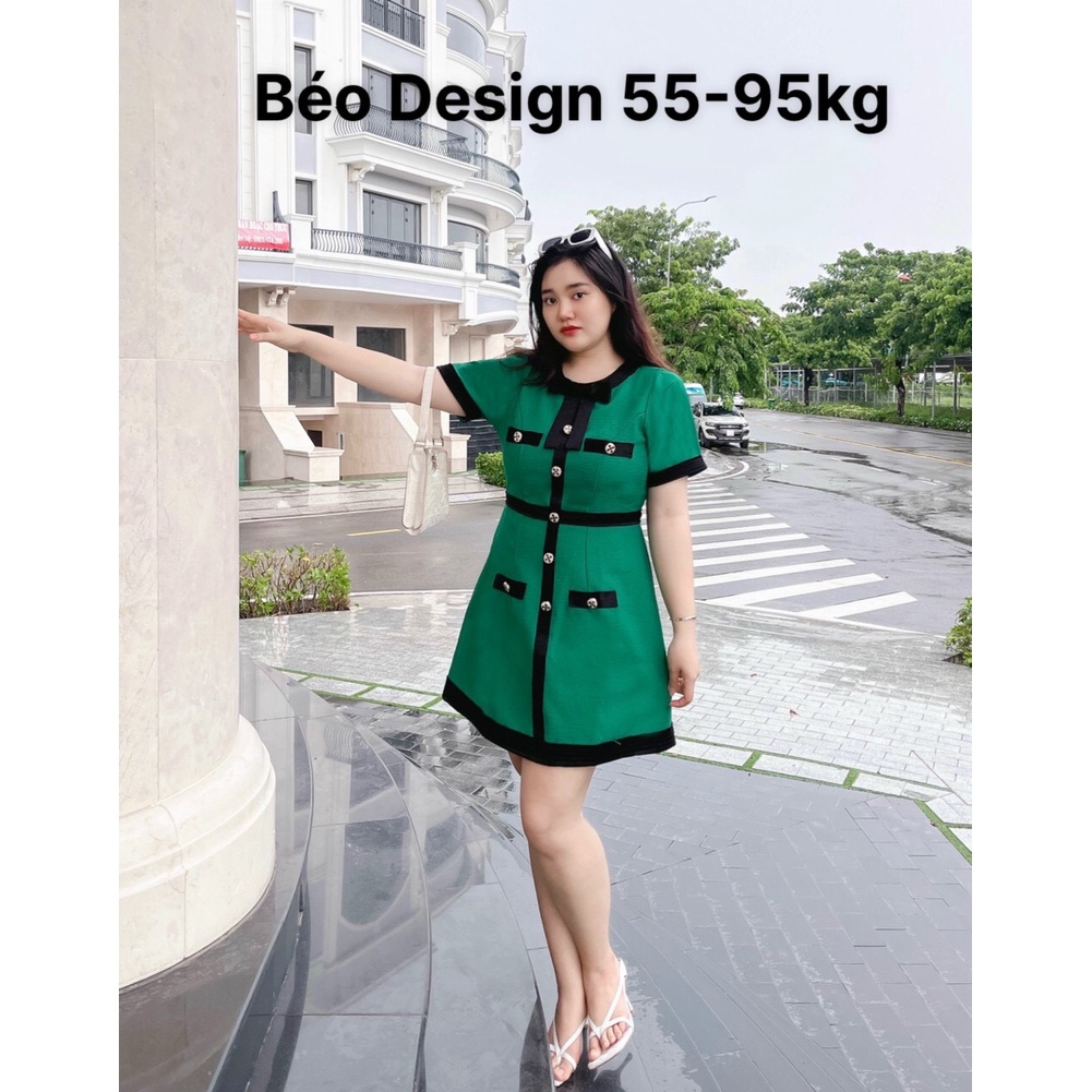 Đầm phối nơ cổ tròn BÉO DESIGN Bigsize 55kg đến 95kg
