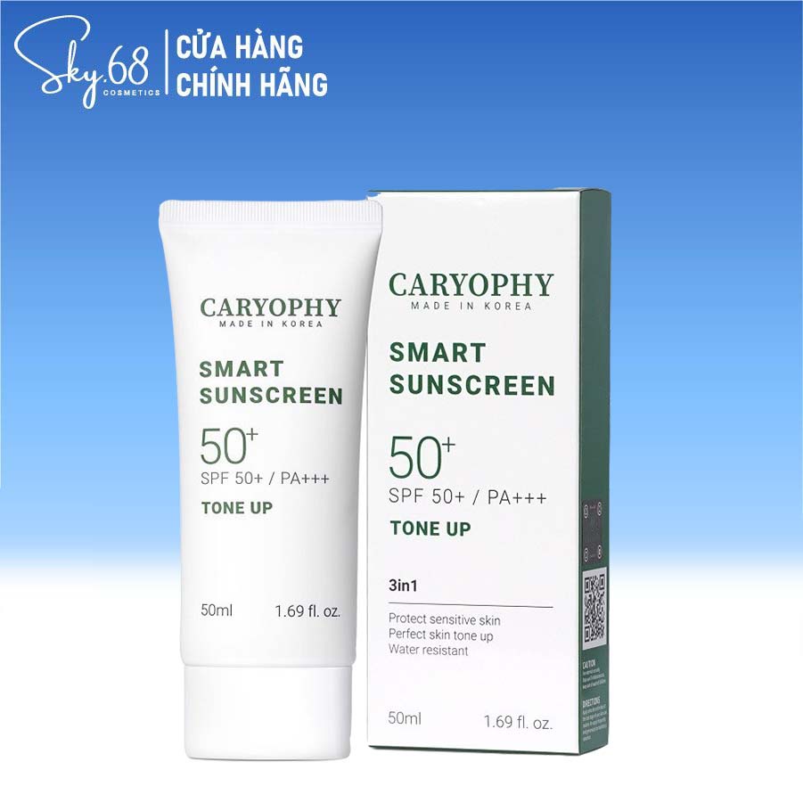 Kem chống nắng bảo vệ da khỏi tia UV, ngừa mụn, giảm thâm Caryophy Smart Sunscreen Tone Up 50ml