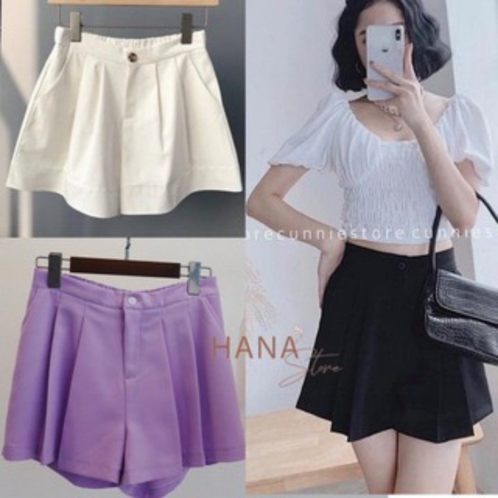 Quần Short Nữ Giả Váy Cạp Cao Lưng Chun Siêu Co Giãn Chất Đẹp Form Chuẩn | BigBuy360 - bigbuy360.vn