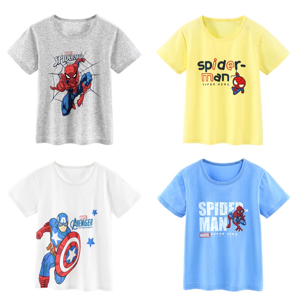 Áo thun bé trai TrueKids, áo thun ngắn tay bé trai hoạt tiết siêu nhân chất Cotton 100% 4 chiều Hàng Xuất Mềm, Mịn