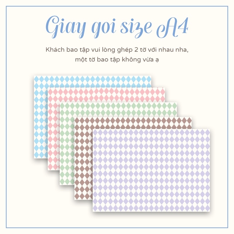 20 Giấy gói A4 hoạ tiết ô trám nhiều màu