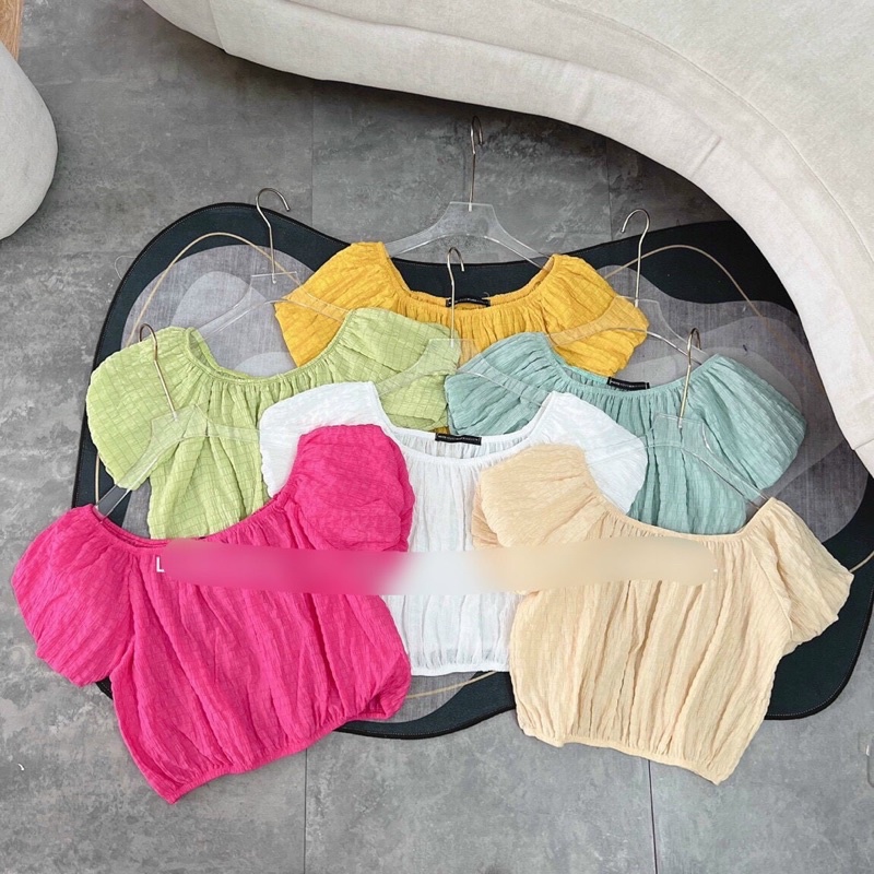 Áo nữ trễ vai xinh mặc hai kiểu vải xốp nhật m123