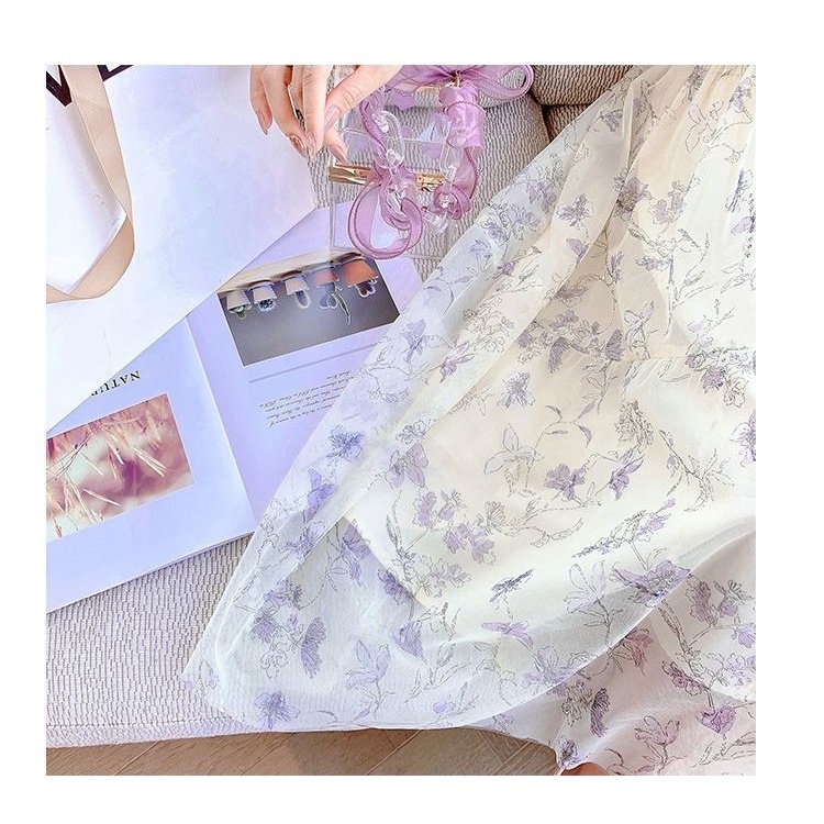 Đầm Chiffon Dáng Chữ A Tay Phồng Ôm Eo In Họa Tiết Hoa Phong Cách Pháp Thời Trang Mùa Hè Hàng Mới Dành Cho Bạn Nữ 2022