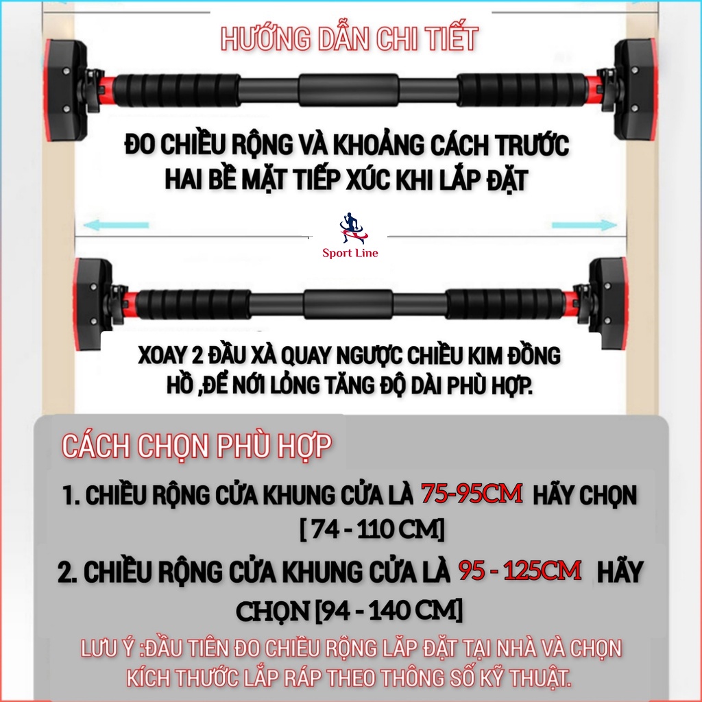Xà đơn treo tường thành xa gắn tường không cần vít nhiều kích cỡ từ 60-150cm tập gym tăng cơ bắp tại nhà