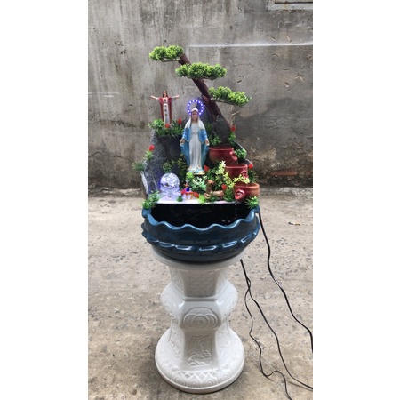 Thác nước để bàn Mẹ Ban Ơn-cao 21cm, non bộ, bonsai, thuỷ sinh bán cạn, trồng cây
